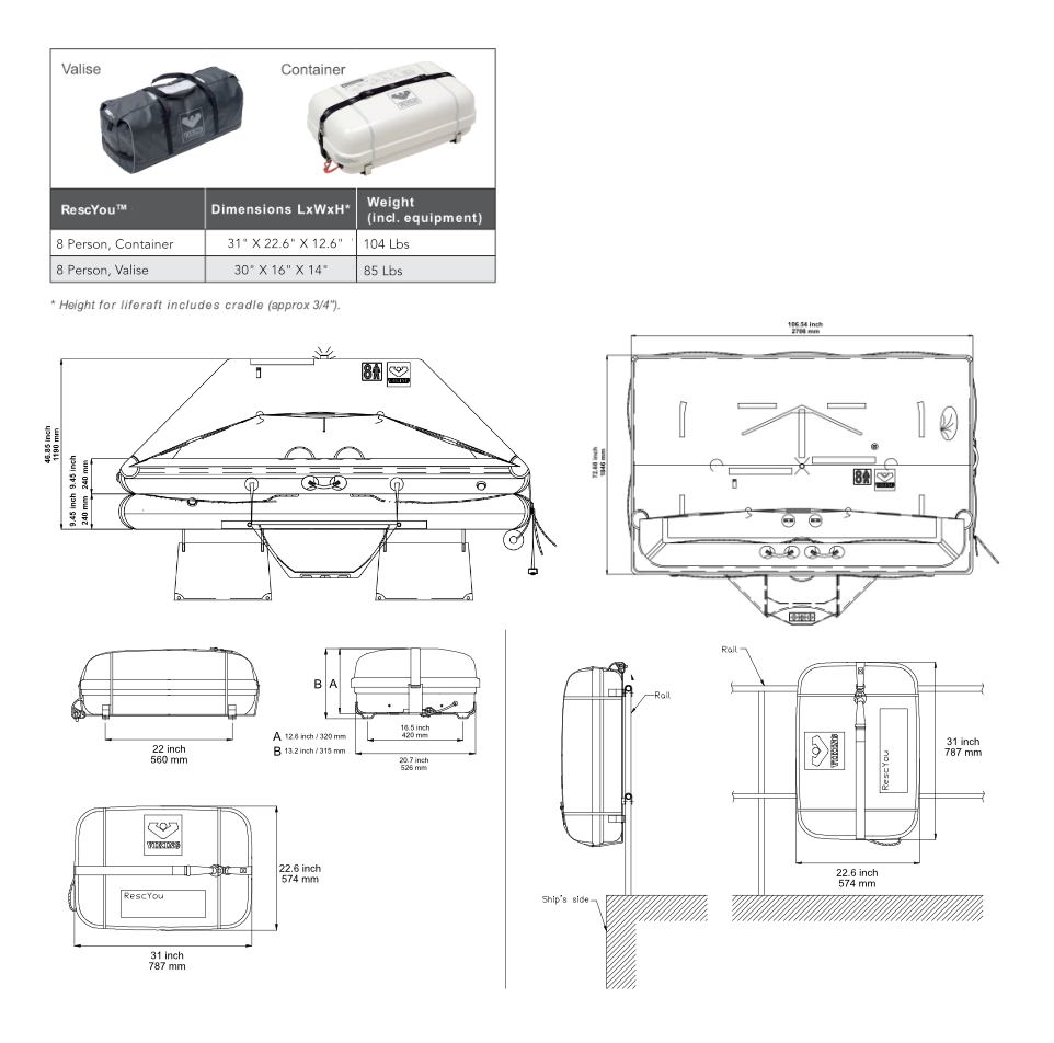 VIKING Rescyou 8 Person Liferaft Dimensions